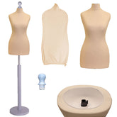Display Guru Female Uk Size 8/10 Dressmakers Tailors Dummy Mannequin , Cream Torso Bust with Silver Wood Round Base
